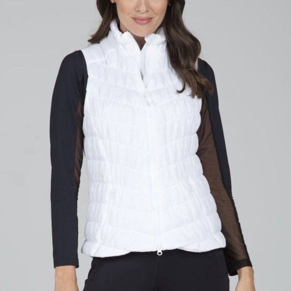 IBKUL Sorona Aura Vest Women’s Large Quilted Solid Puffer White Full Zip